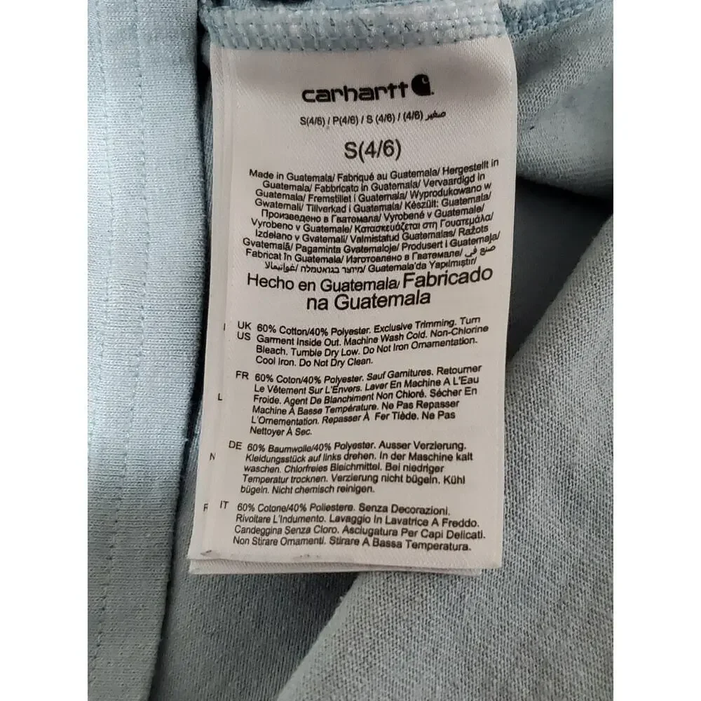 Carhartt Youth Long Sleeve Logo Shirt Blue Loose Fit Kids Size S 4/6